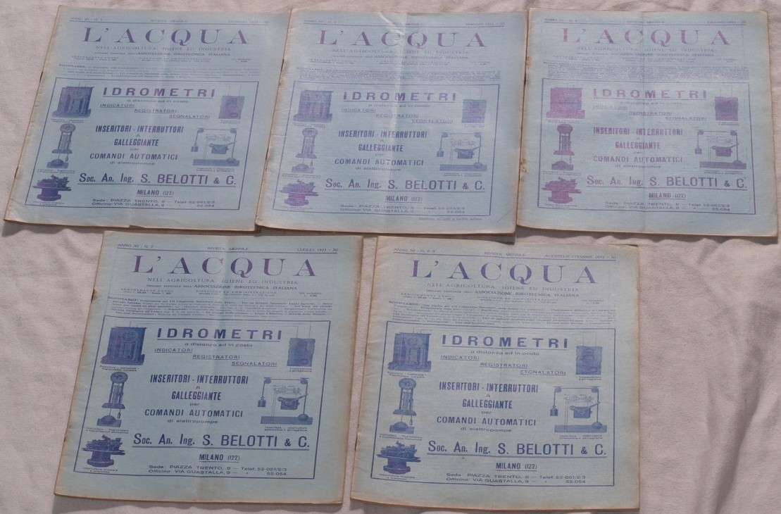 ANNO IX SERIE SECONDA RIVISTA MENSILE 1933 L'ACQUA NEI CAMPI, …