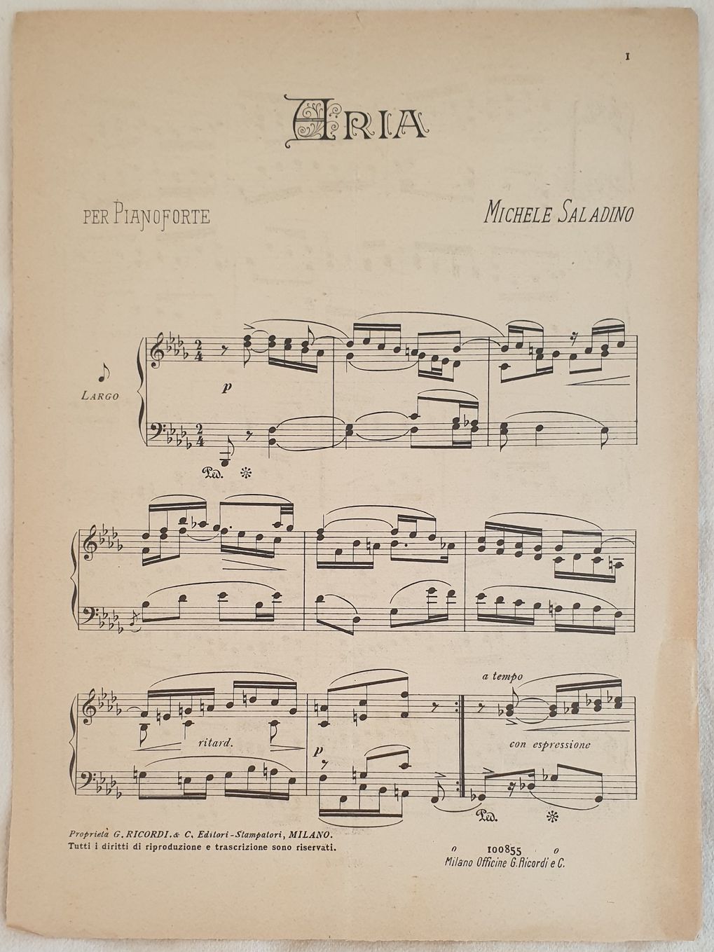 ARIA PER PIANOFORTE