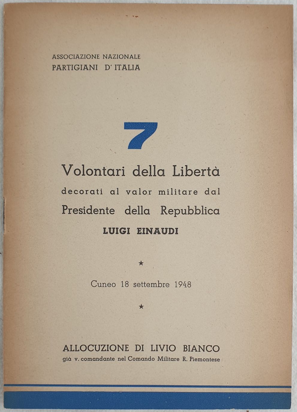 ASSOCIAZIONE NAZIONALE PARTIGIANI D'ITALIA VOLONTARI DELLA LIBERTA DECORATI AL VALOR …