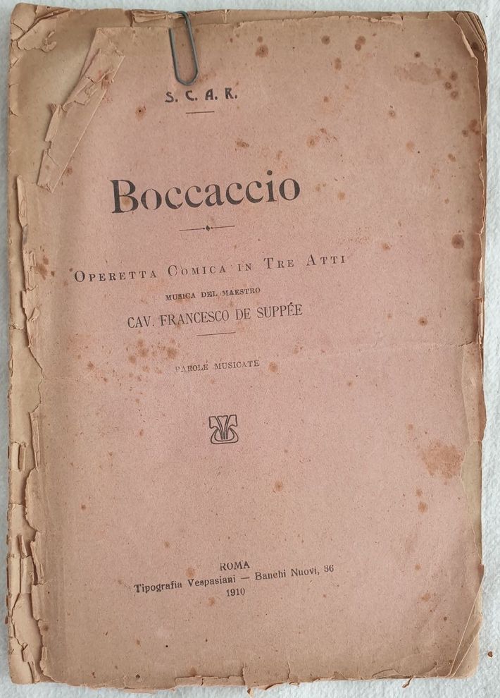 BOCCACCIO OPERETTA COMICA IN TRE ATTI