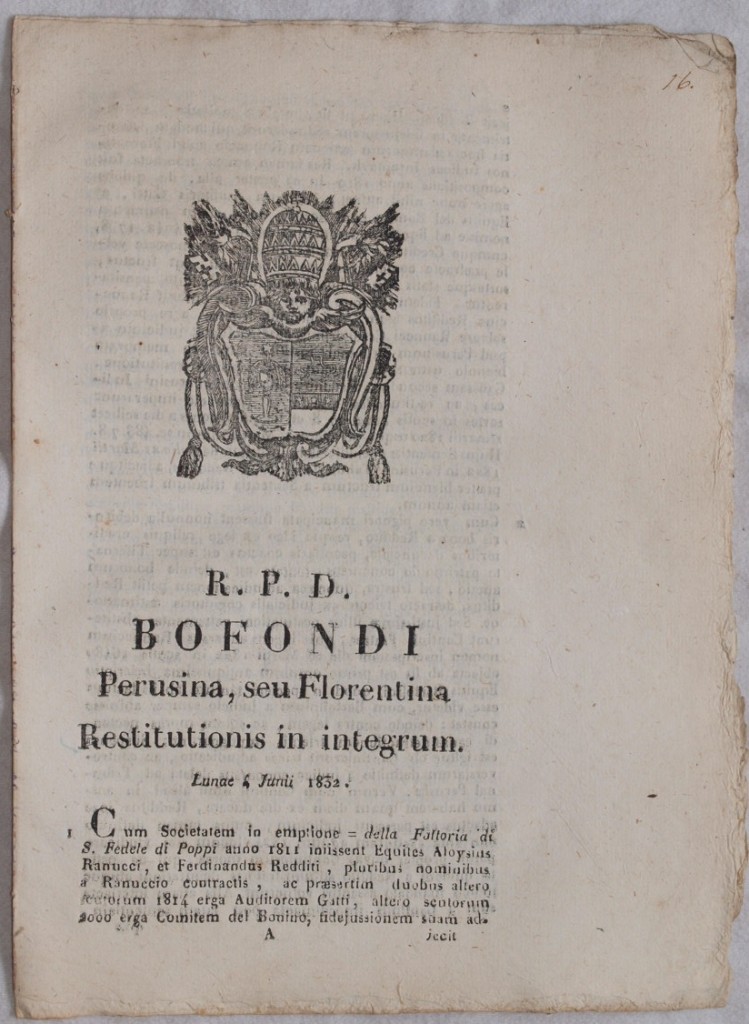 BOFONDI PERUSINA, SEU FLORENTINA RESTITUTIONIS IN INTEGRUM LUNAE 4 JUNII …