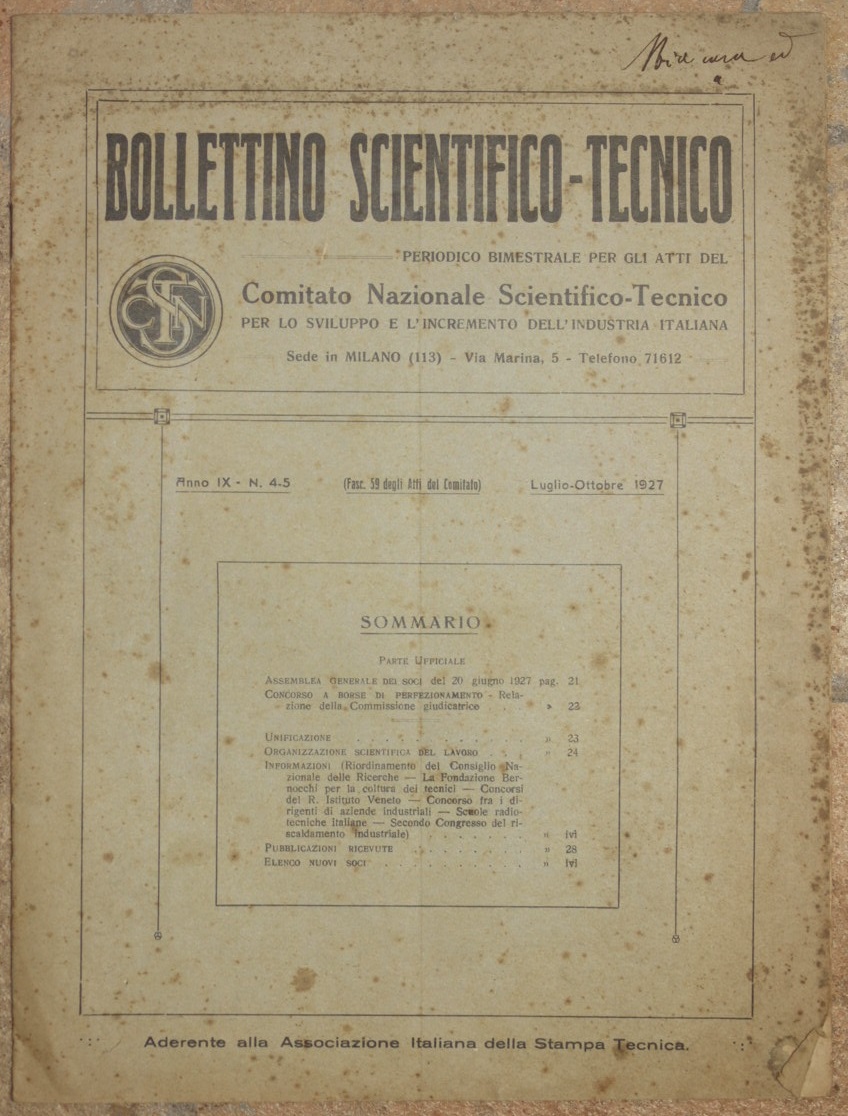 BOLLETTINO SCIENTIFICO TECNICO COMITATO NAZIONALE SCIENTIFICO TECNICO PER LO SVILUPPO …