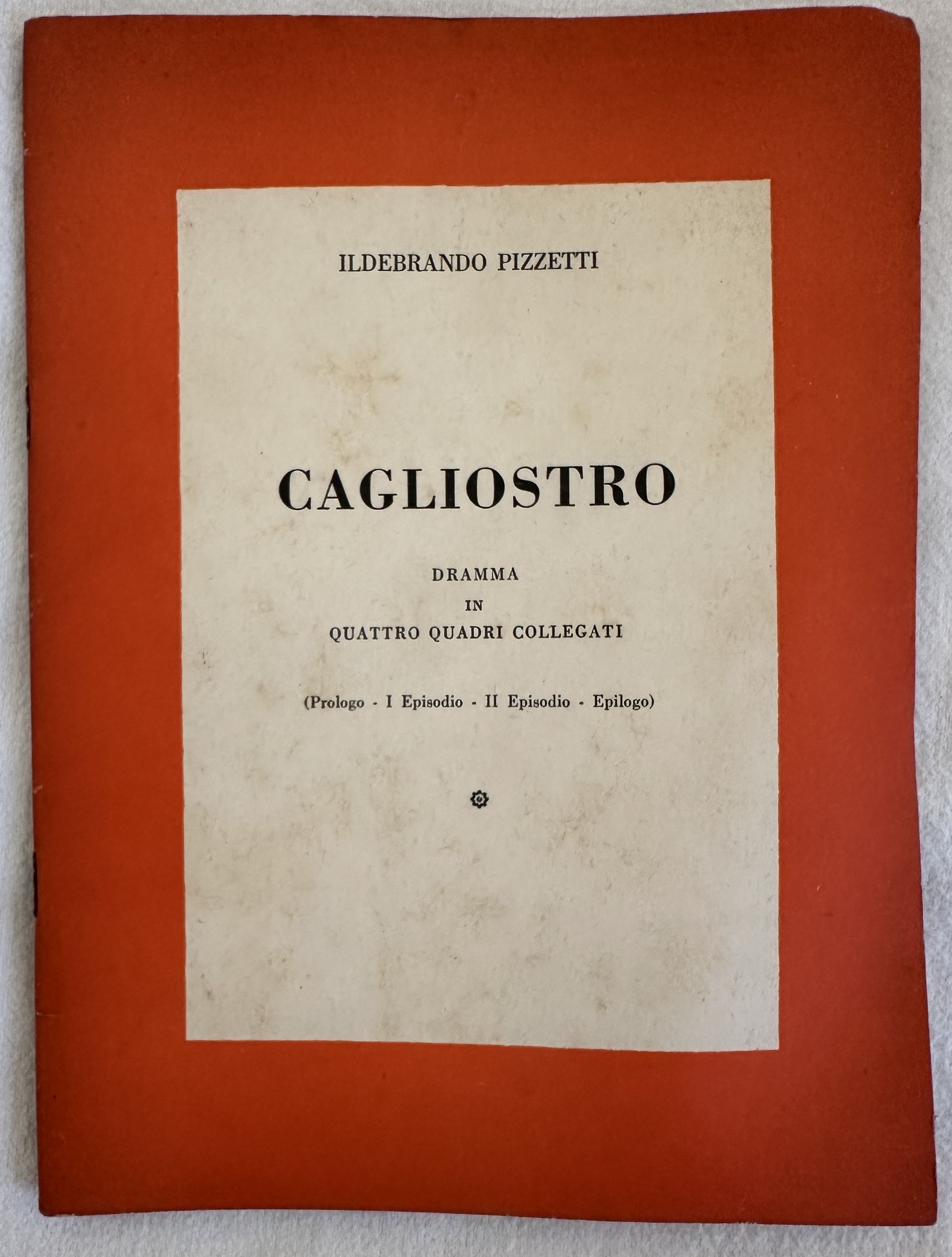 CAGLIOSTRO DRAMMA IN QUATTRO QUADRI COLLEGATI (PROLOGO - I EPISODIO …