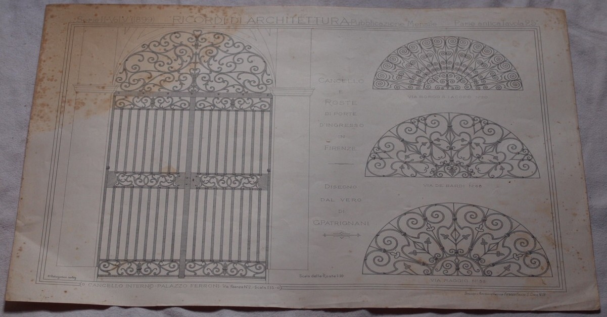 CANCELLO E ROSTE DI PORTE D'INGRESSO IN FIRENZE DISEGNO DAL …