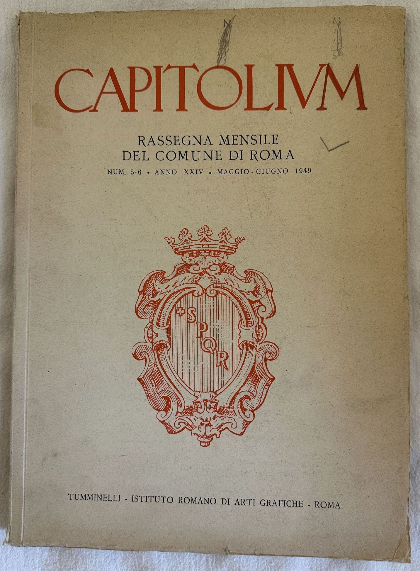 CAPITOLIUM RASSEGNA DEL COMUNE DI ROMA NUM. 5-6 ANNO XXIV …