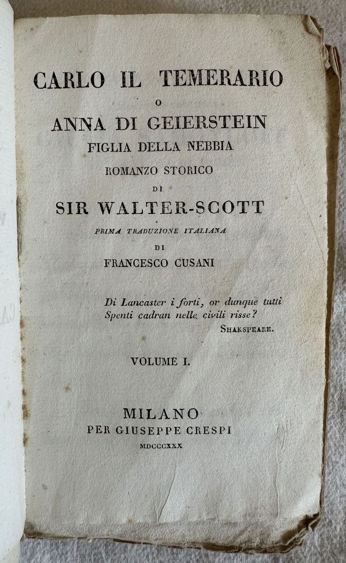 CARLO IL TEMERARIO O ANNA DI GEIERSTEIN FIGLIA DELLA NEBBIA …