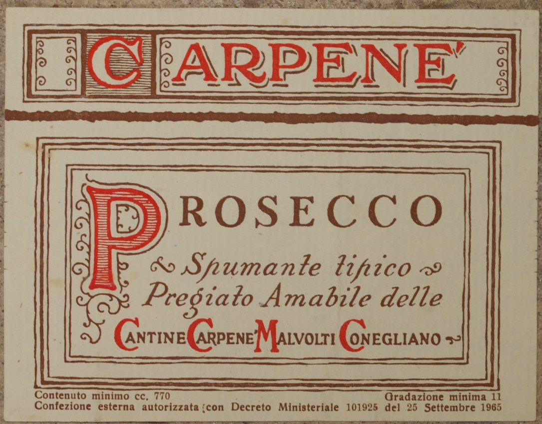 CARPENE PROSECCO SPUMANTE TIPICO PREGIATO AMABILE DELLE CANTINE CARPENE MALVOLTI …