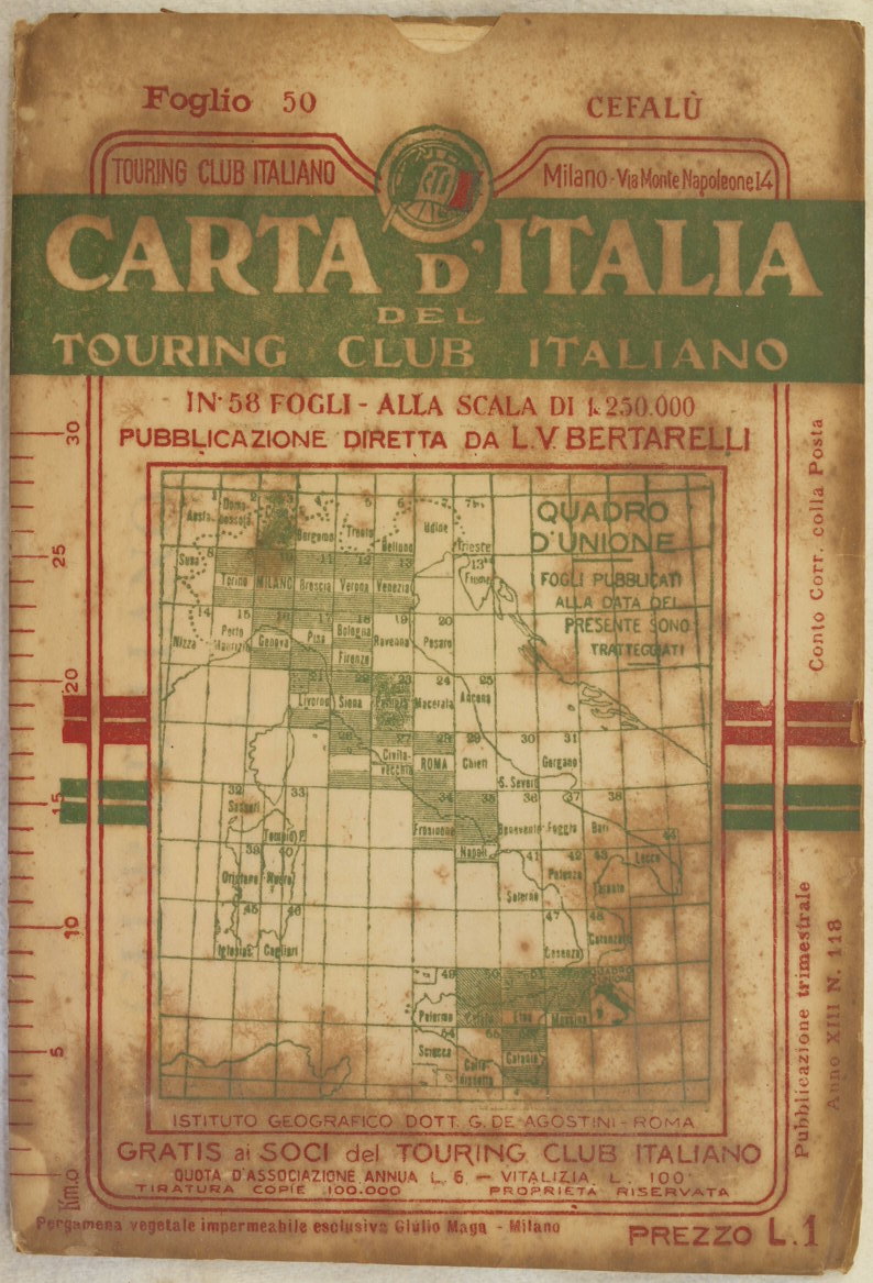 CARTA D'ITALIA DEL TOURING CLUB ITALIANO FOGLIO 50 PUBBLICAZIONE DIRETTA …