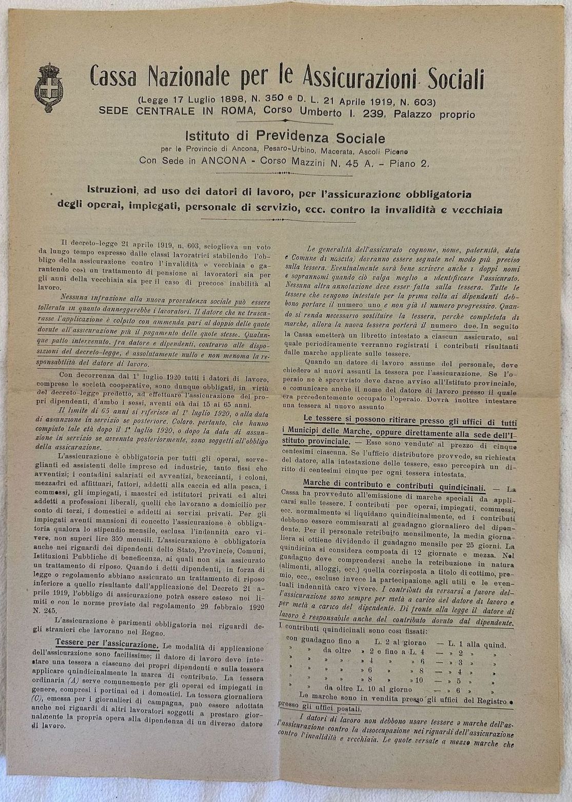 CASSA NAZIONALE PER LE ASSICURAZIONI SOCIALI ISTITUTO DI PREVIDENZA SOCIALE …