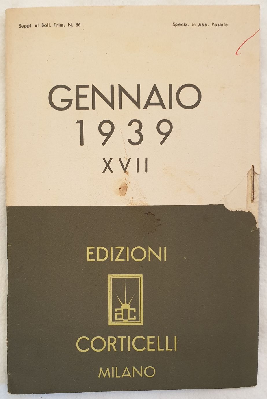 CATALOGO GENERALE DELLE EDIZIONI CORTICELLI MILANO 1939 XVII