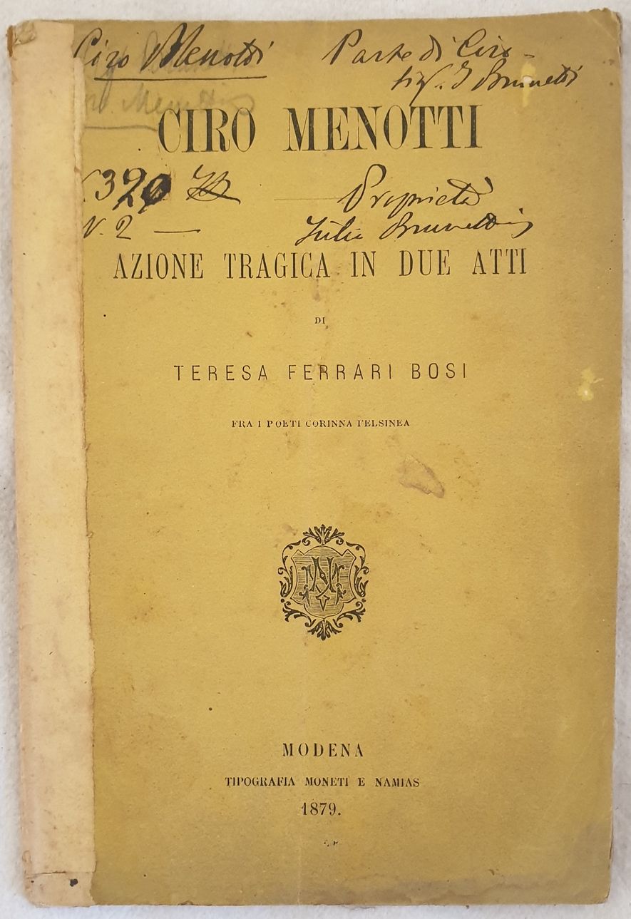 CIRO MENOTTI AZIONE TRAGICA IN DUE ATTI