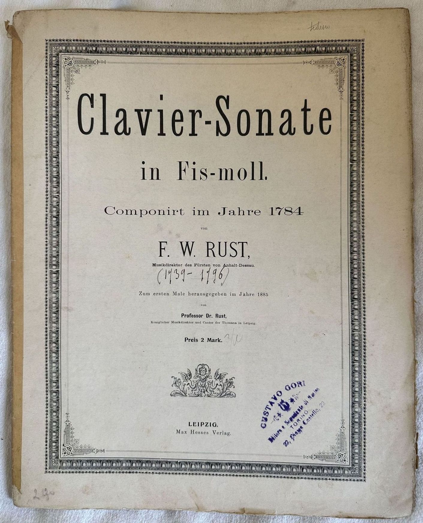 CLAVIER-SONATE IN FIS MOLL COMPONIRT IM JAHRE 1784