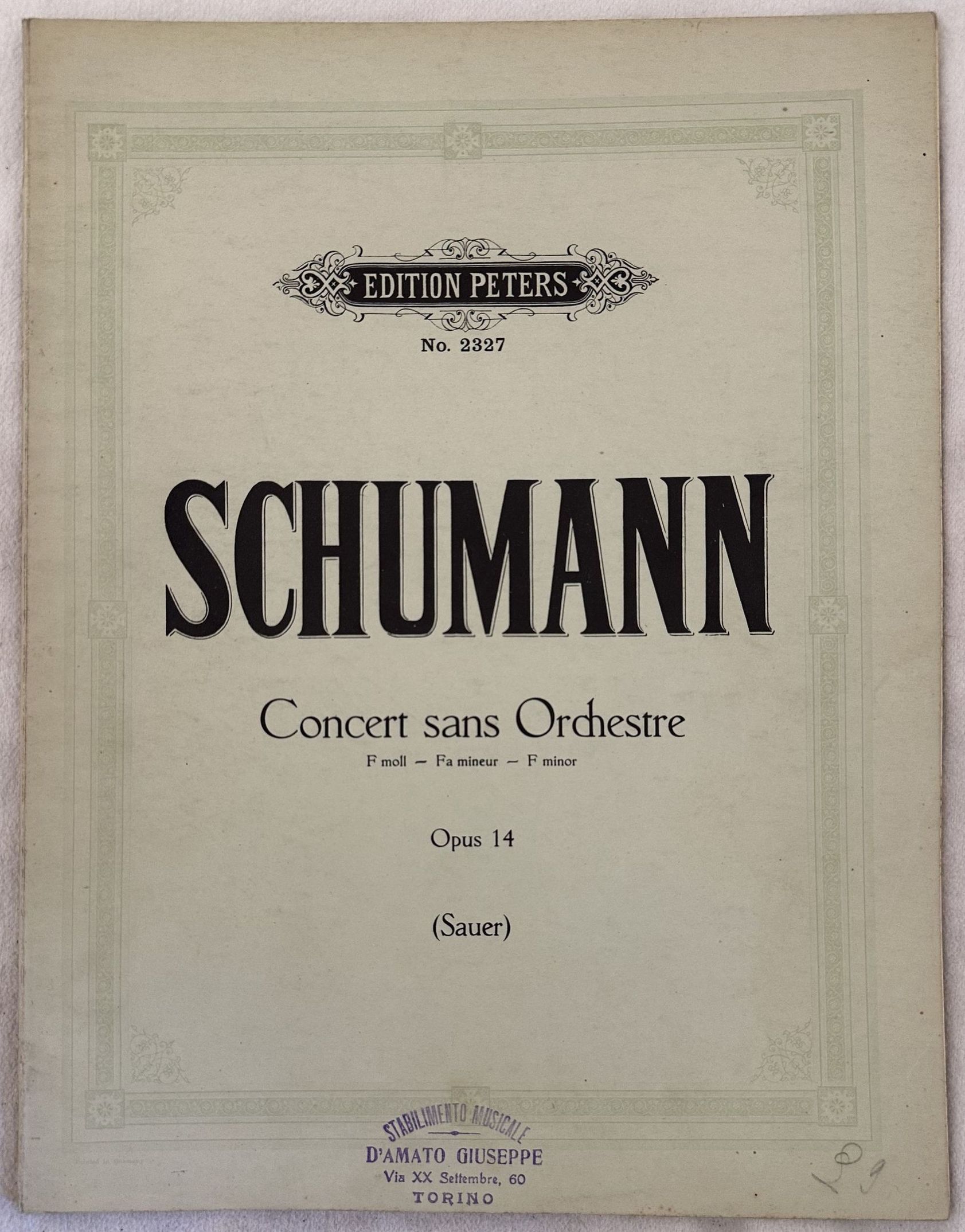 CONCERT SANS ORCHESTRE (TROISIEMEGRANDE SONATE) OPUS 14