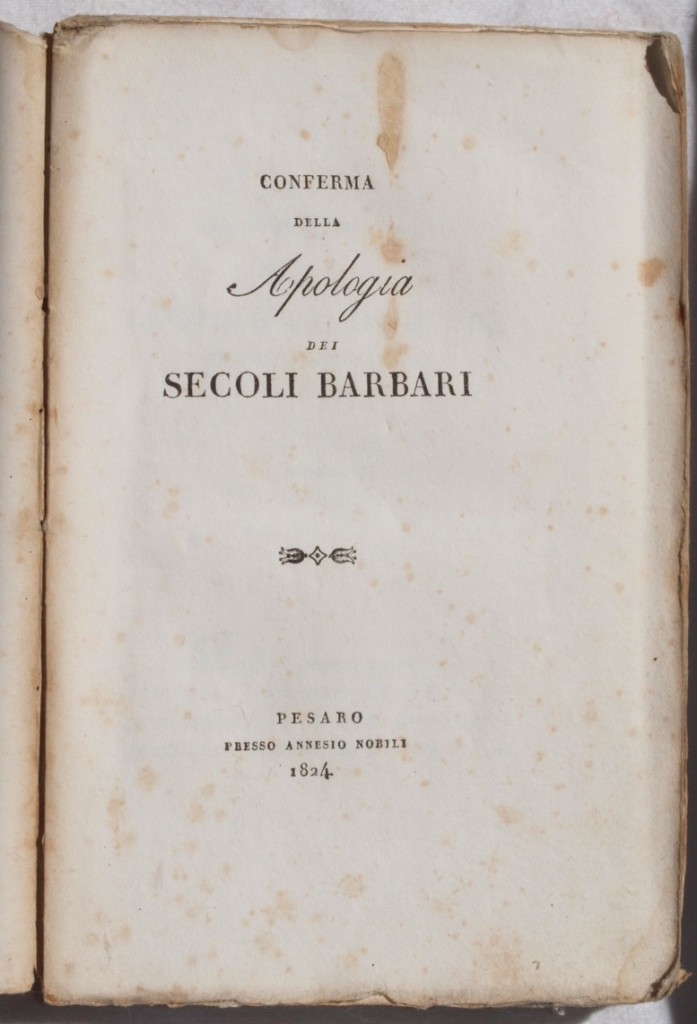 CONFERMA DELLA APOLOGIA DEI SECOLI BARBARI