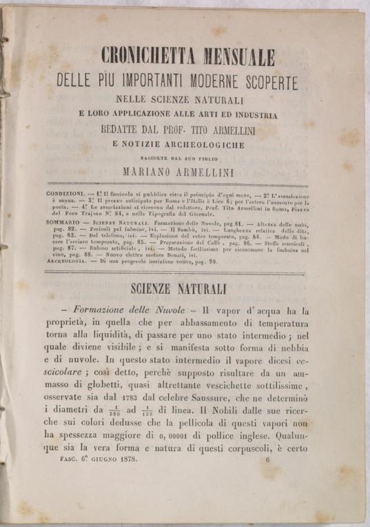 CRONICHETTA MENSUALE DELLE PIU IMPORTANTI MODERNE SCOPERTE NELLE SCIENZE NATURALI …