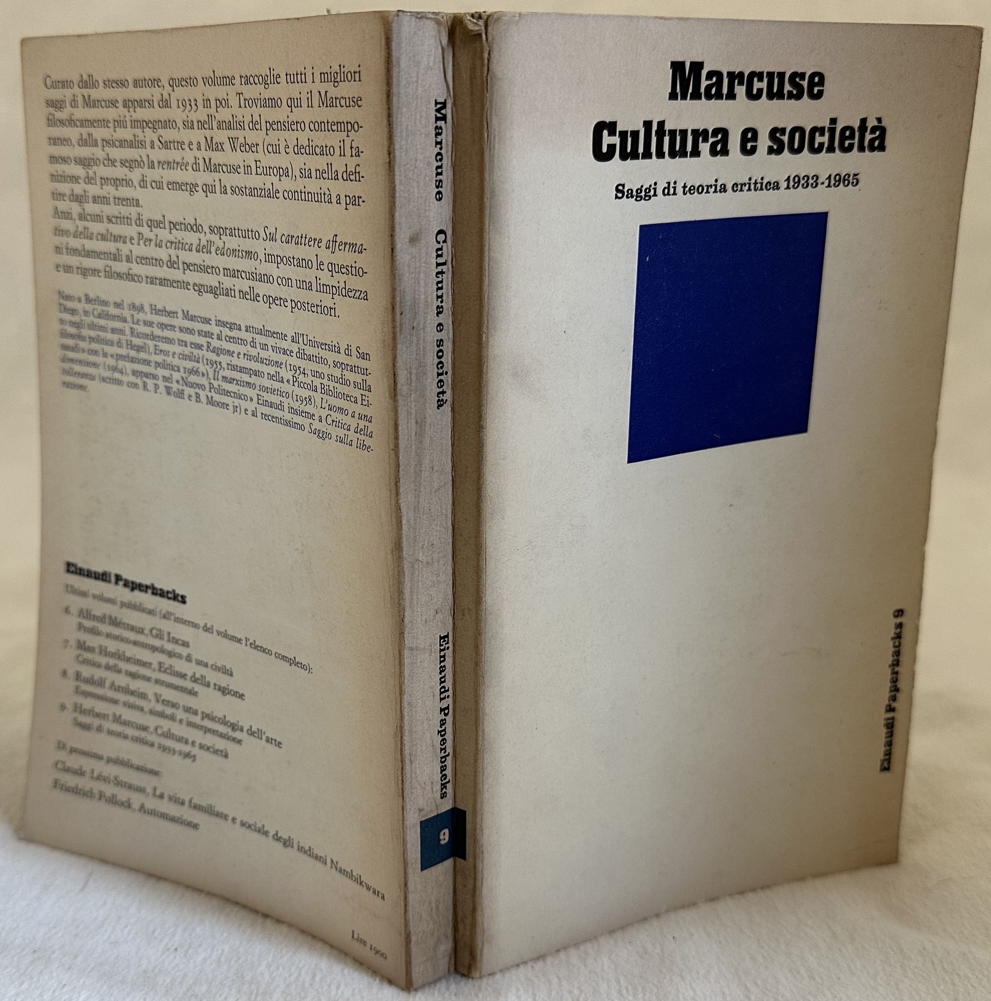 CULTURA E SOCIETA' SAGGI DI TEORIA CRITICA 1933-1965