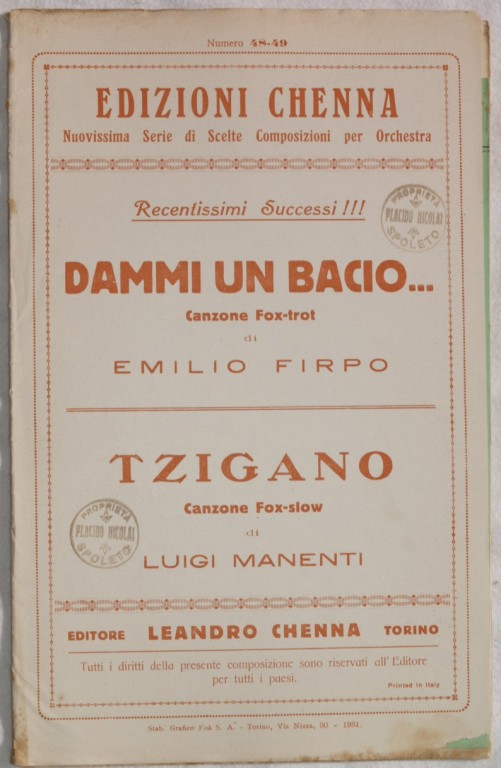 DAMMI UN BACIO. - TZIGANO