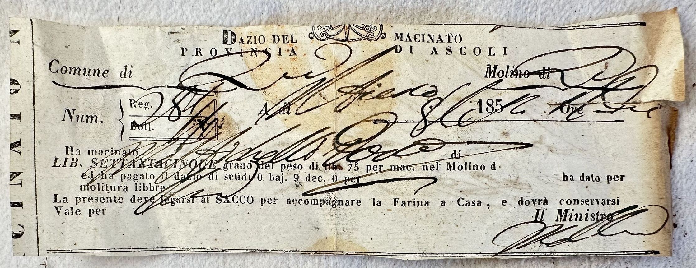 DAZIO DEL MACINATO PROVINCIA DI ASCOLI 185?