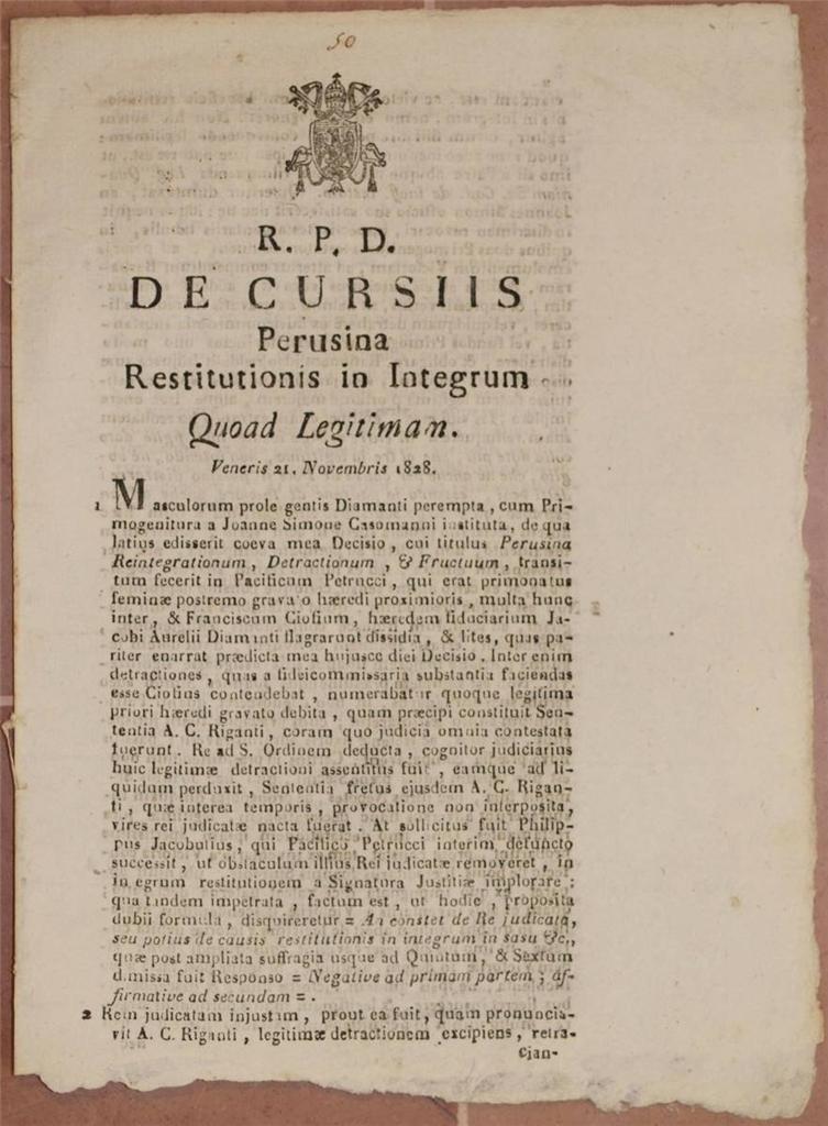 DE CURSIIS PERUSINA RESTITUTIONIS IN INTEGRUM QUOAD LEGITIMAM VENERIS 21 …