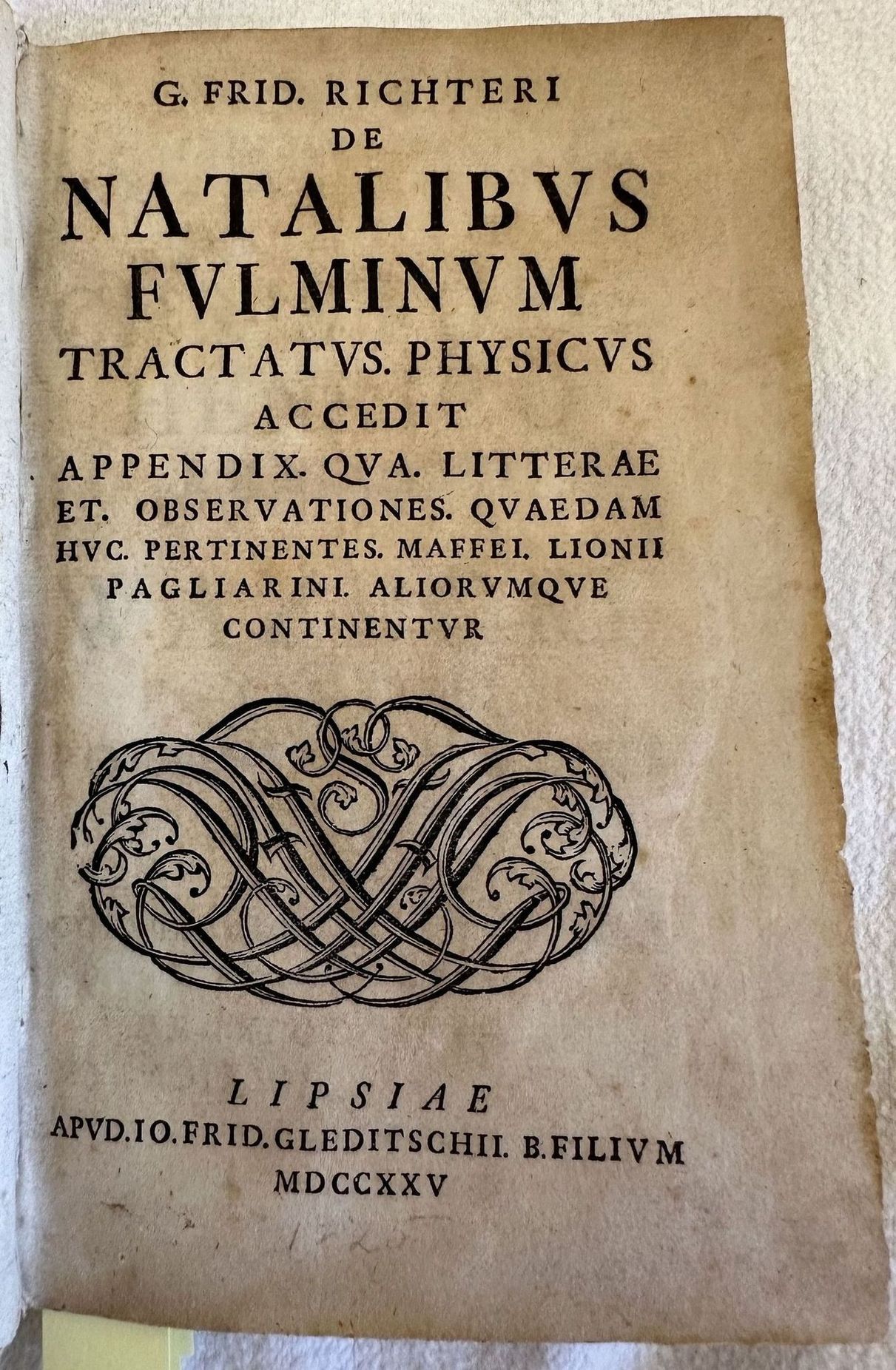 DE NATALIBUS FULMINUM TRACTATUS PHYSICUS ACCEDIT APPENDIX QUA LITTERAE ET …
