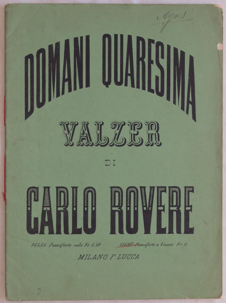 DOMANI QUARESIMA VALZER DI CARLO ROVERE