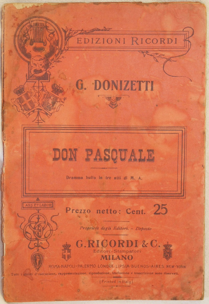 DON PASQUALE DRAMMA BUFFO IN TRE ATTI DI M. A. …
