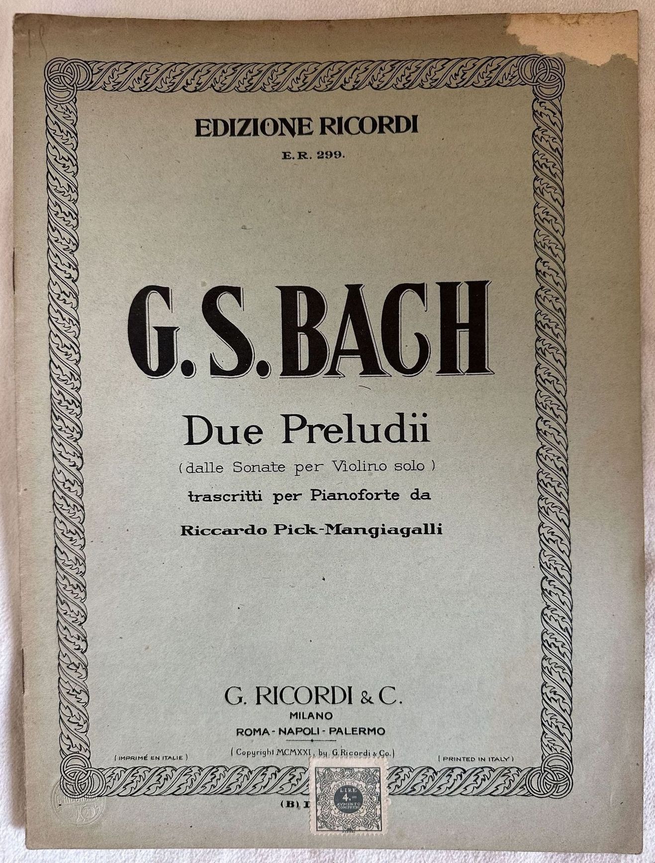 DUE PRELUDI DALLE SONATE PER VIOLINO SOLO