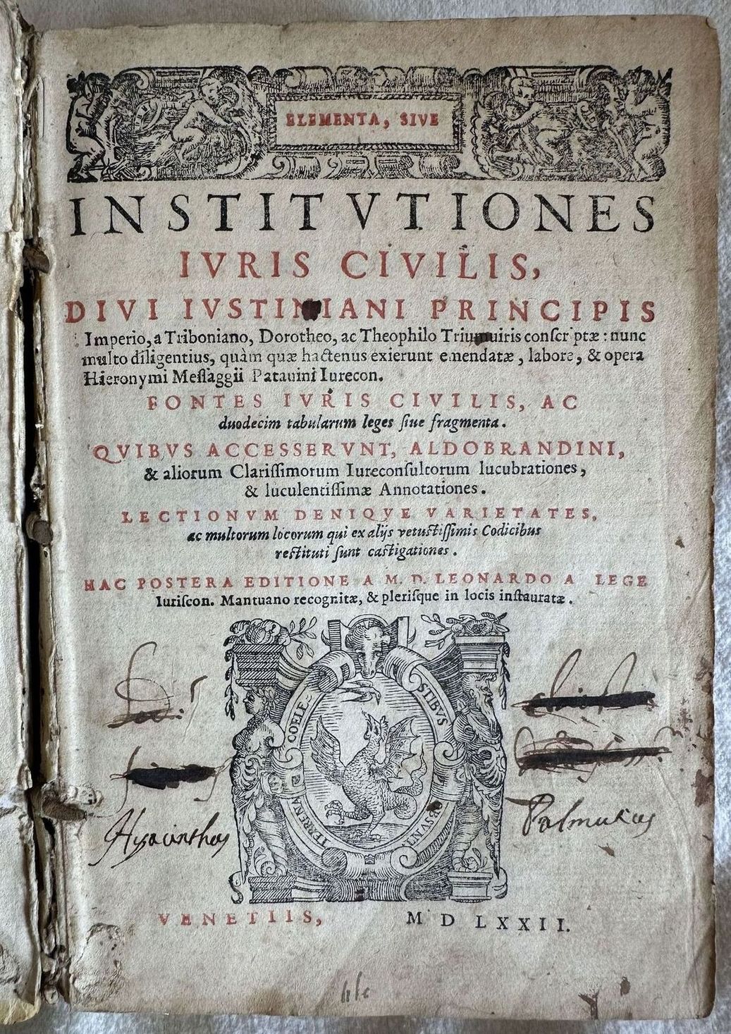 ELEMENTA SIVE INSTITUTIONES IURIS CIVILIS DIVI IUSTINIANI PRINCIPIS FONTES IURIS …