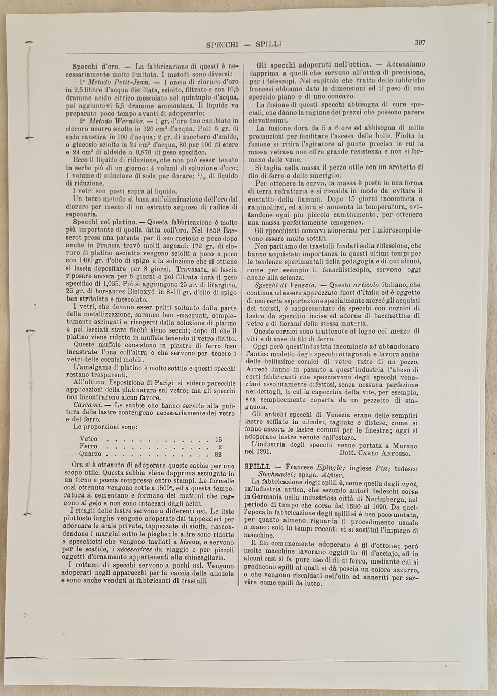 ENCICLOPEDIA DELLE ARTI E INDUSTRIE SPILLI