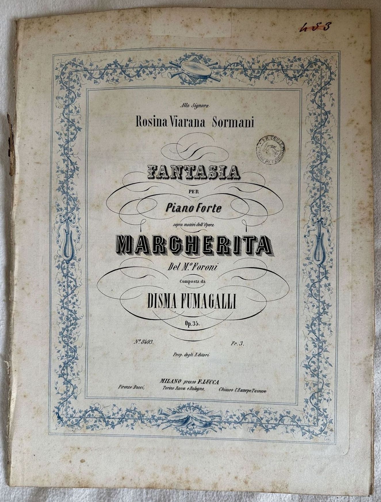 FANTASIA PER PIANOFORTE COMPOSTA DA DISMA FUMAGALLI OP. 35