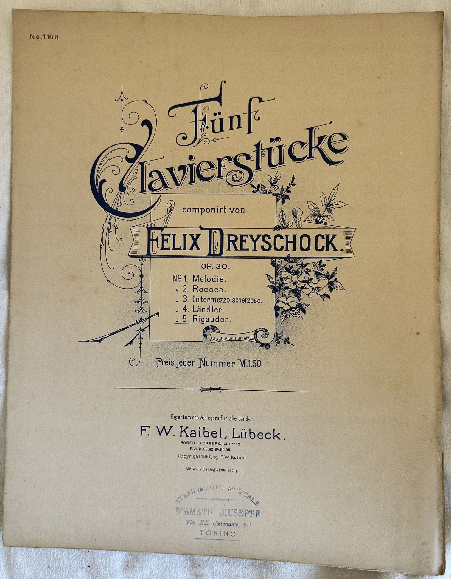 FUNF CLAVIERSTUCKE COMPONIRT VON FELIX DREYSCHOCK OP. 30 N. 5 …