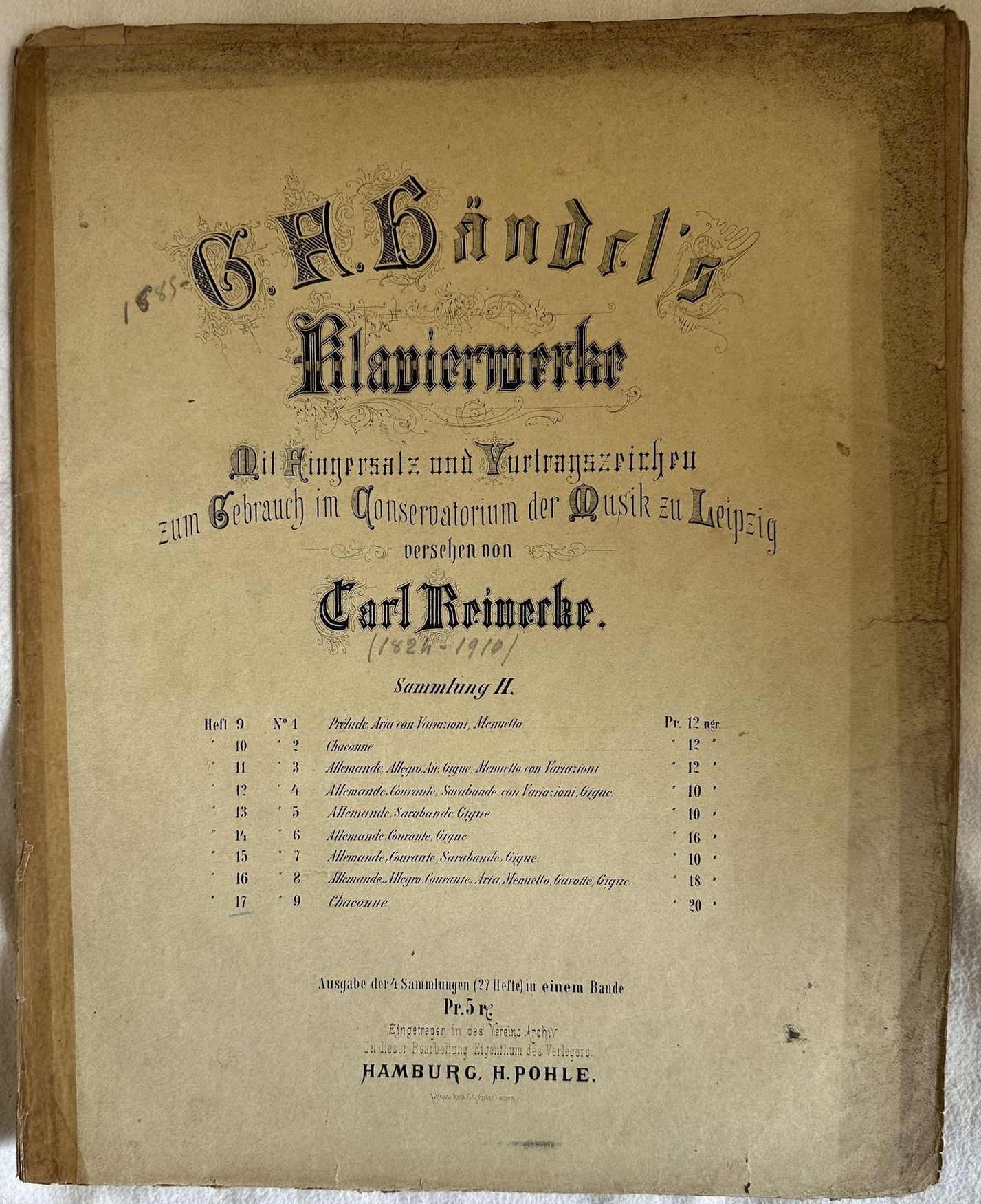 G.F. HANDEL'S KLAVIER-WERKE VON CARL REINECKE SAMMLUNG II