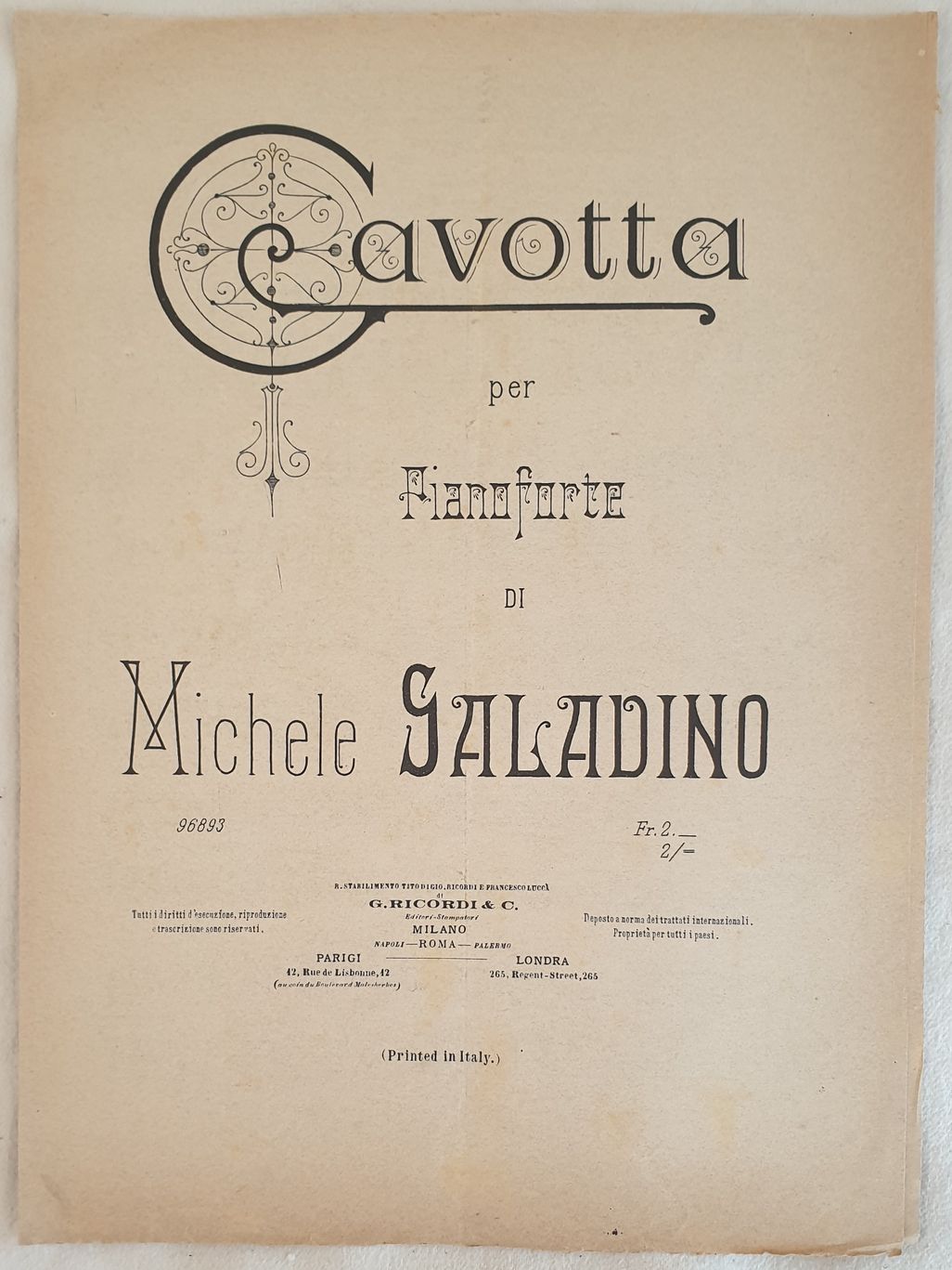 GAVOTTA PER PIANOFORTE