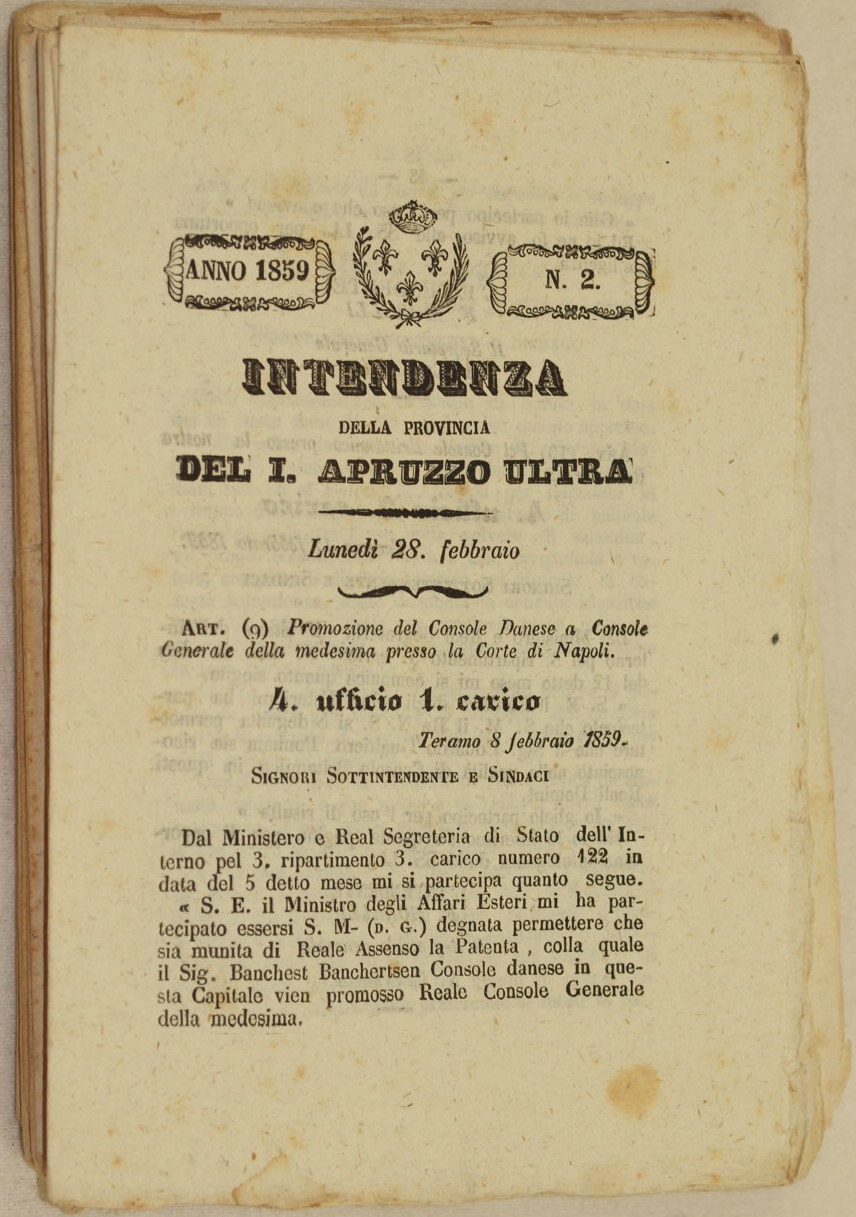 GIORNALE DELL'INTENDENZA DEL I APRUZZO ULTRA PER L'ANNO 1859