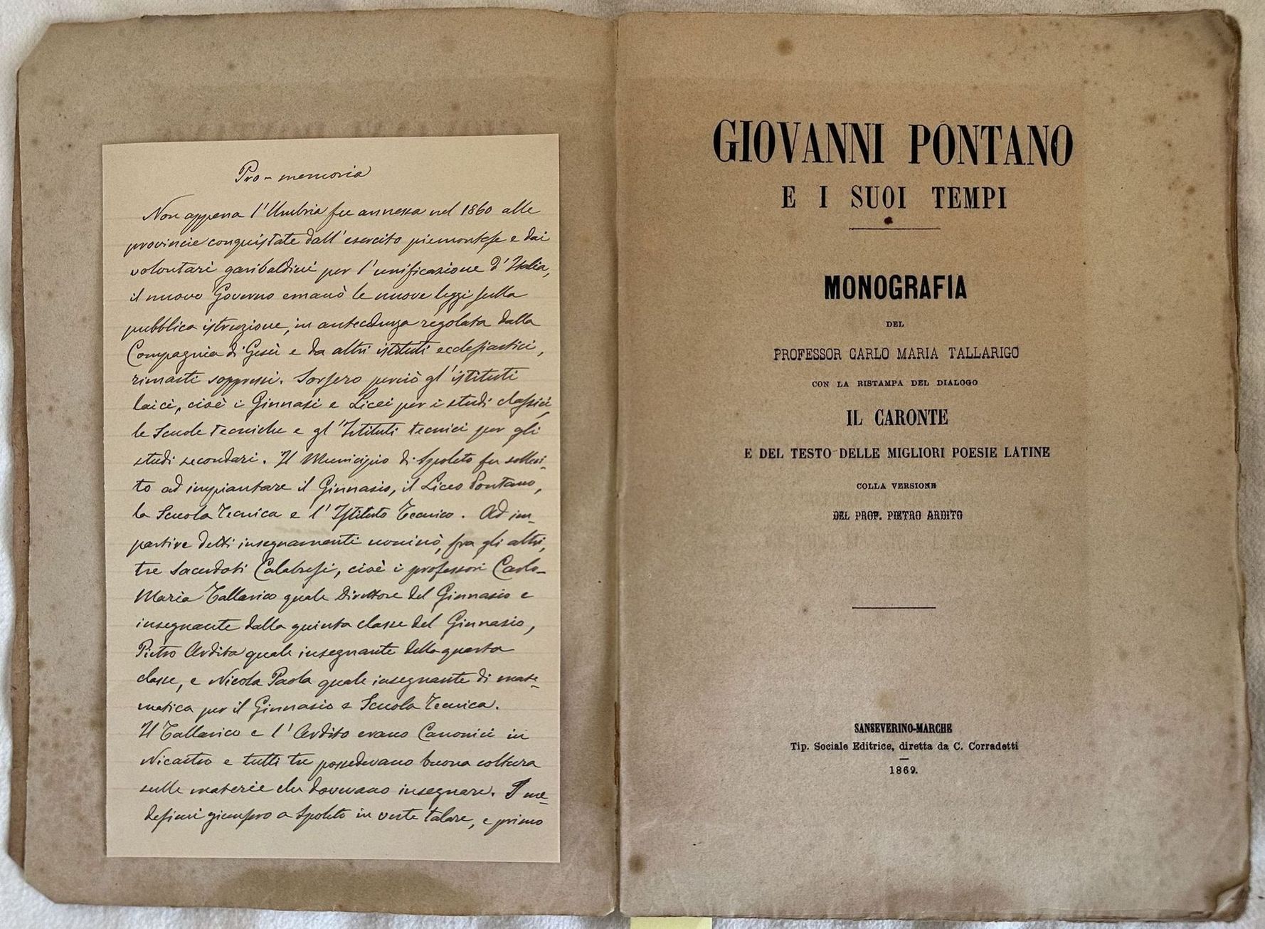 GIOVANNI PONTANO E I SUOI TEMPI MONOGRAFIA DEL PROFESSOR CARLO …