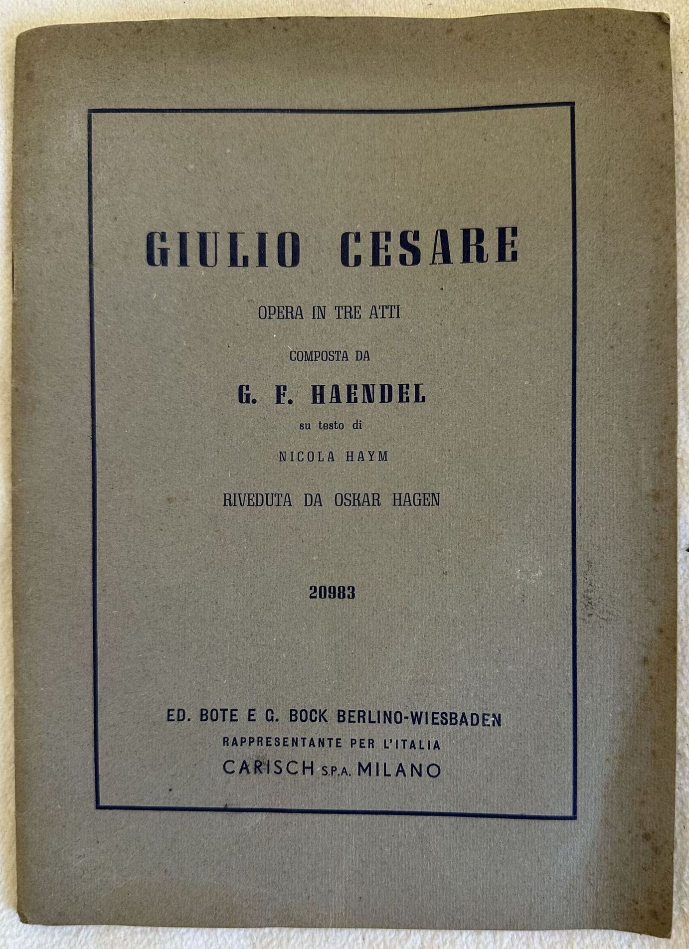 GIULIO CESARE OPERA IN TRE ATTI