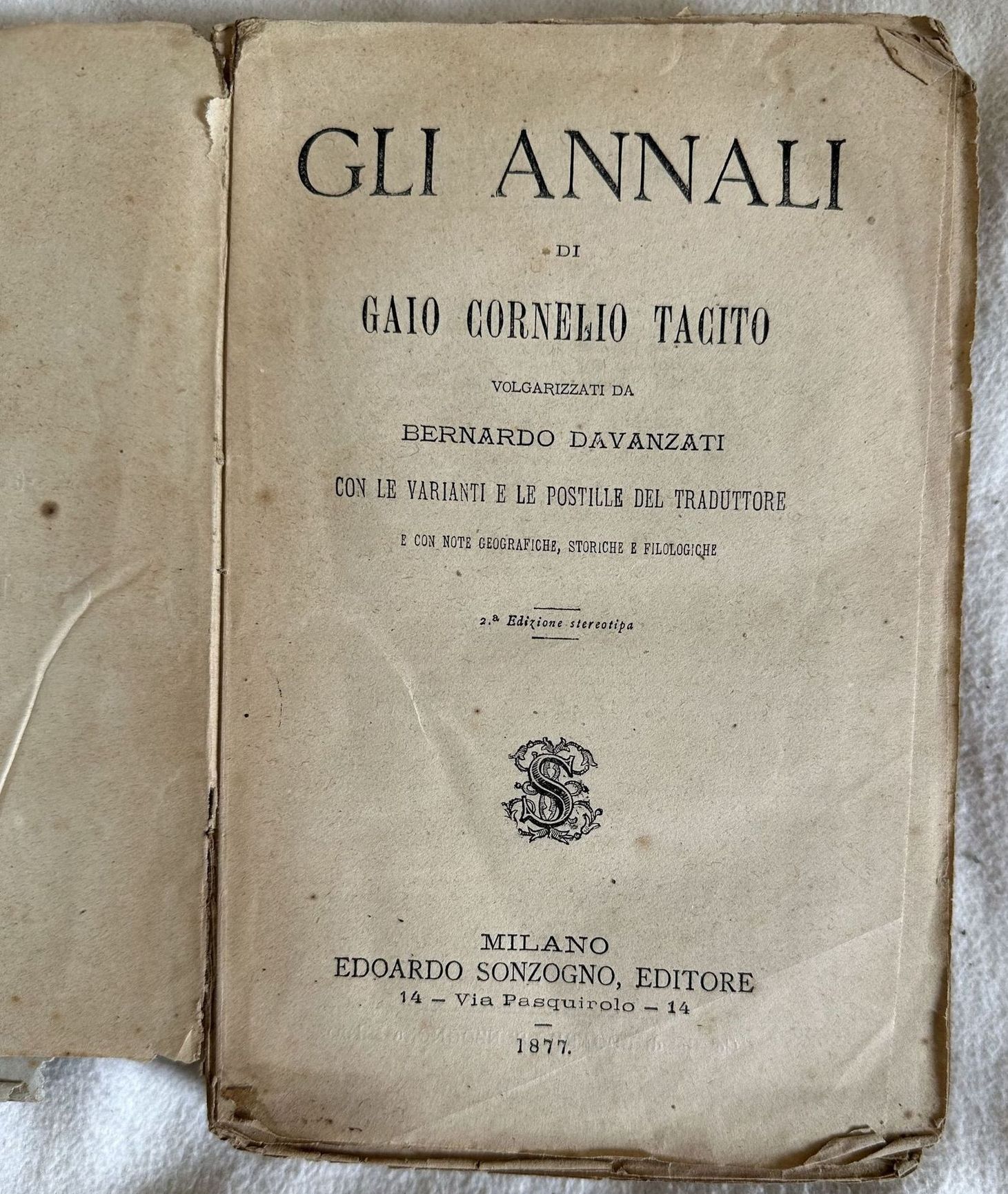 GLI ANNALI DI GAIO CORNELIO TACITO VOLGARIZZATI DA BERNARDO DAVANZATI …