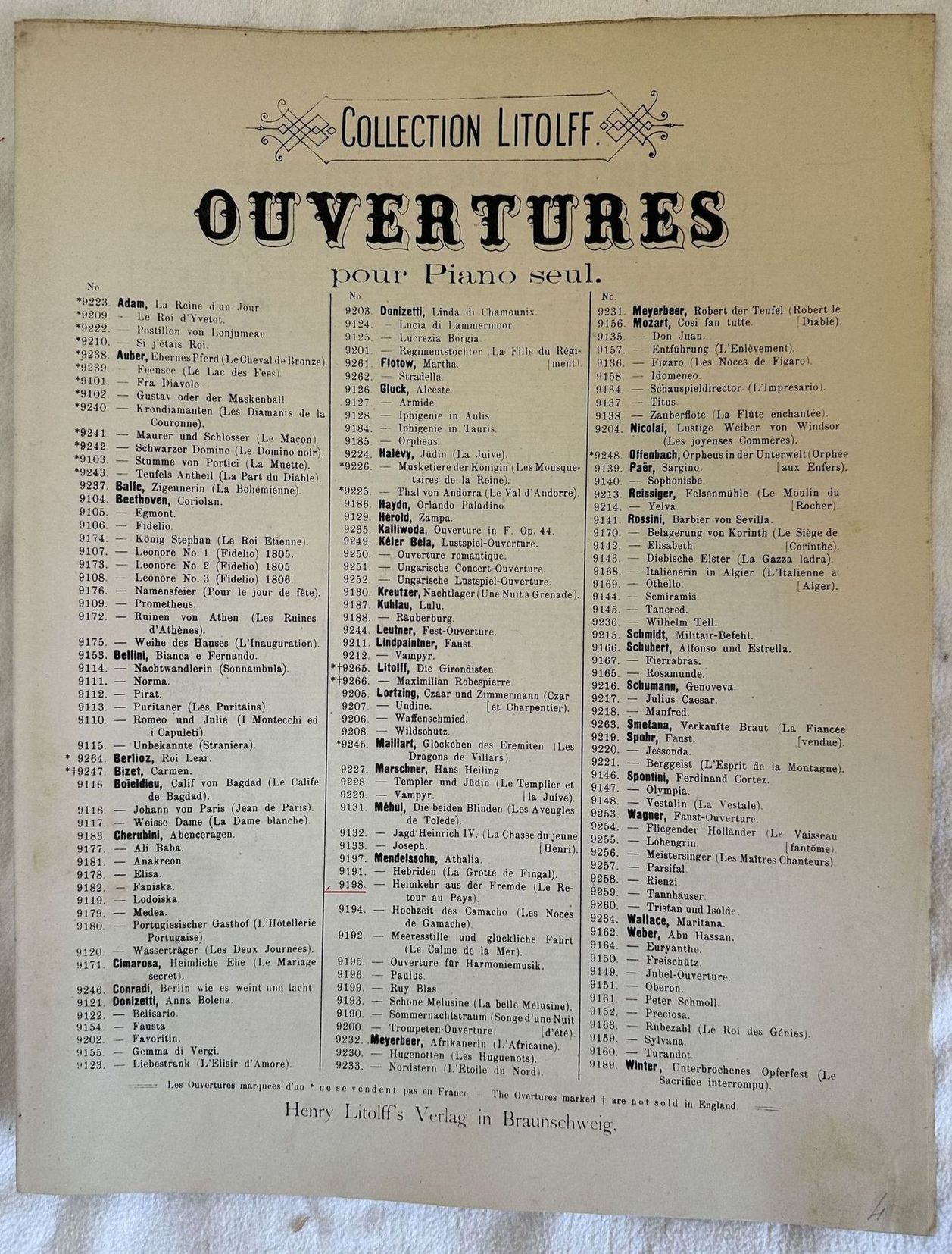 HEIMKEHR AUS DER FREMDE OP. 89