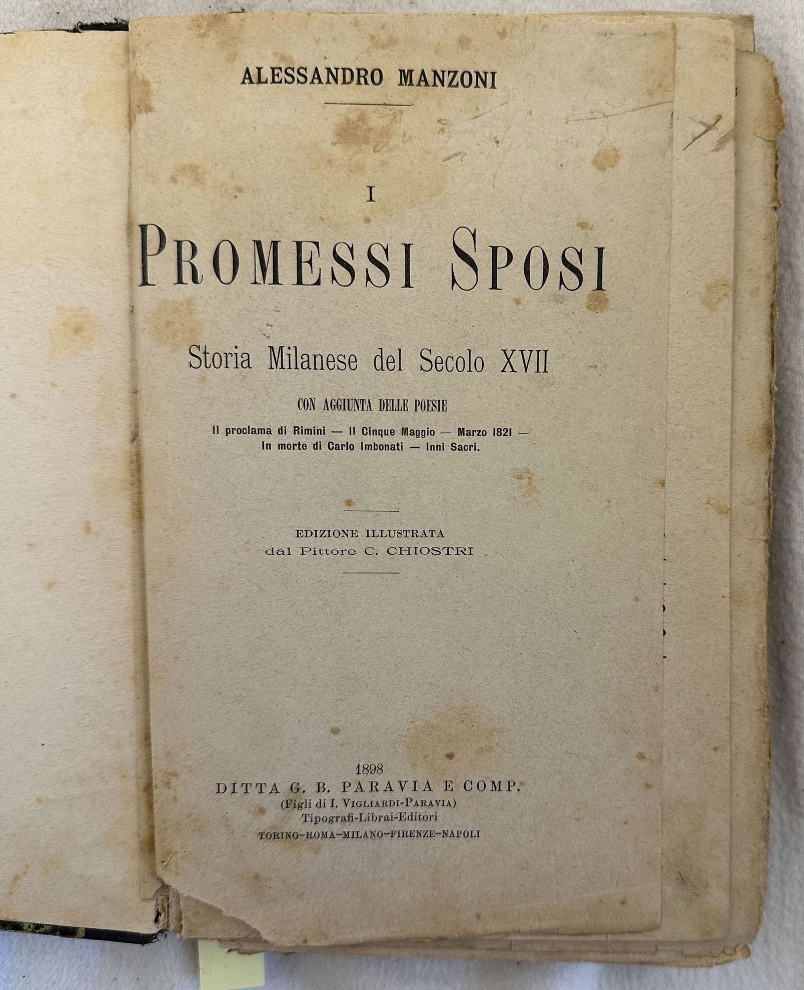 I PROMESSI SPOSI STORIA MILANESE DEL SECOLO XVI CON AGGIUNTA …