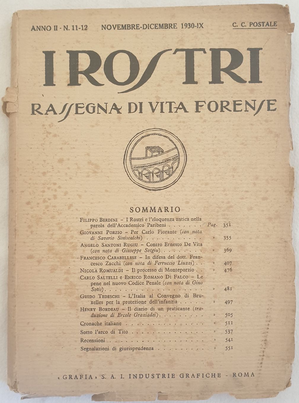 I ROSTRI RASSEGNA DI VITA FORENSE ANNO II - N. …