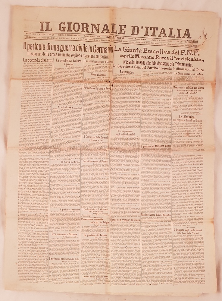 IL GIORNALE D'ITALIA DOMENICA 29 SETTEMBRE 1923