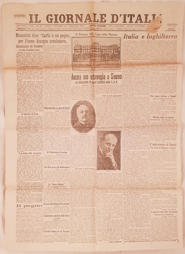 IL GIORNALE D'ITALIA GIOVEDI 13 SETTEMBRE 1923