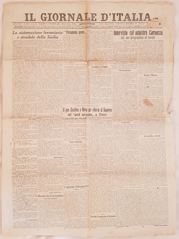 IL GIORNALE D'ITALIA MARTEDI 25 SETTEMBRE 1923