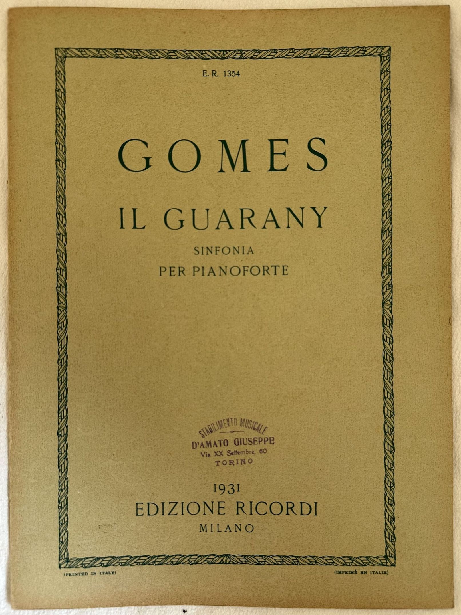 IL GUARANY SINFONIA PER PIANOFORTE