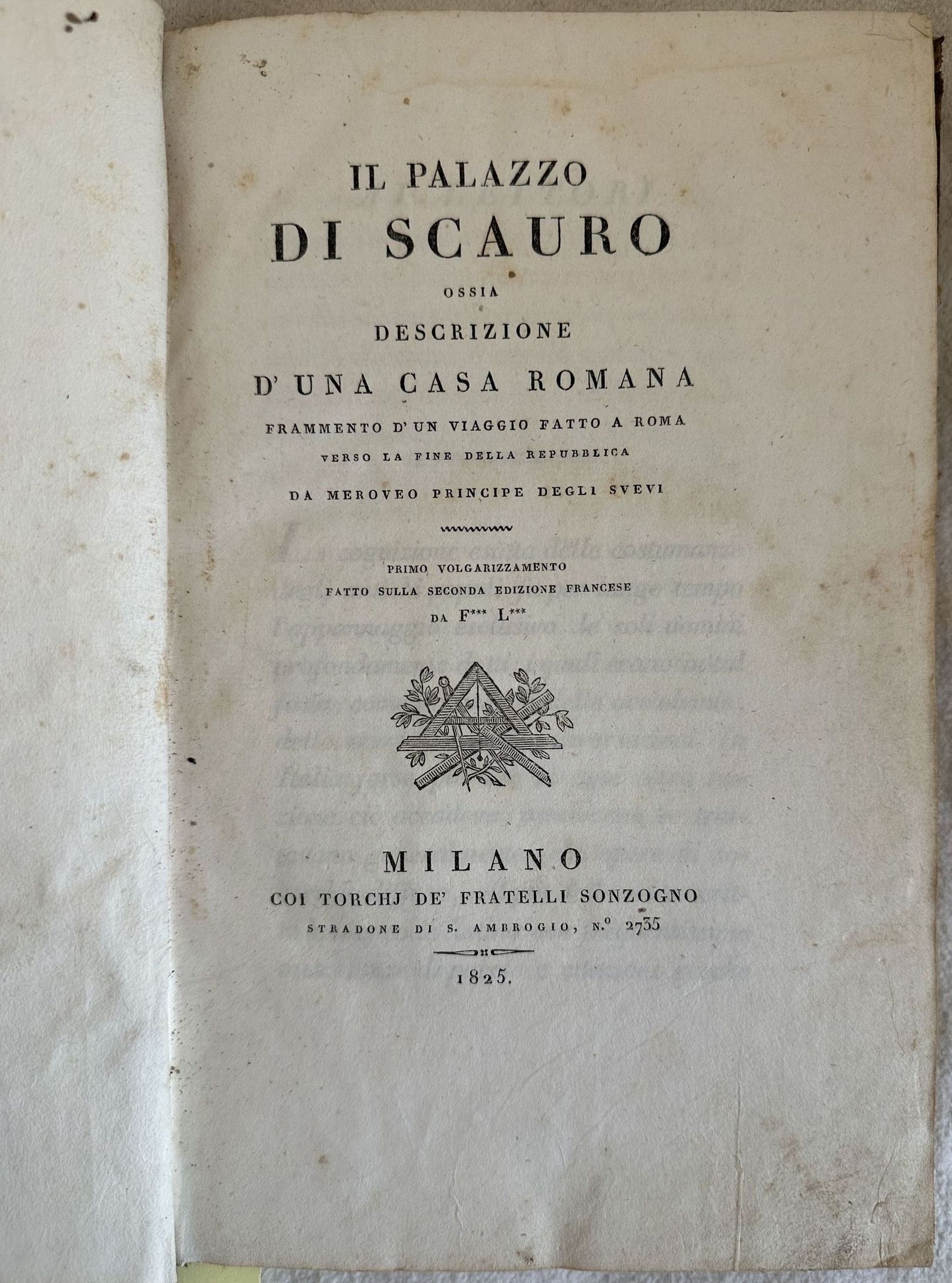 IL PALAZZO DI SCAURO OSSIA DESCRIZIONE D'UNA CASA ROMANA FRAMMENTO …