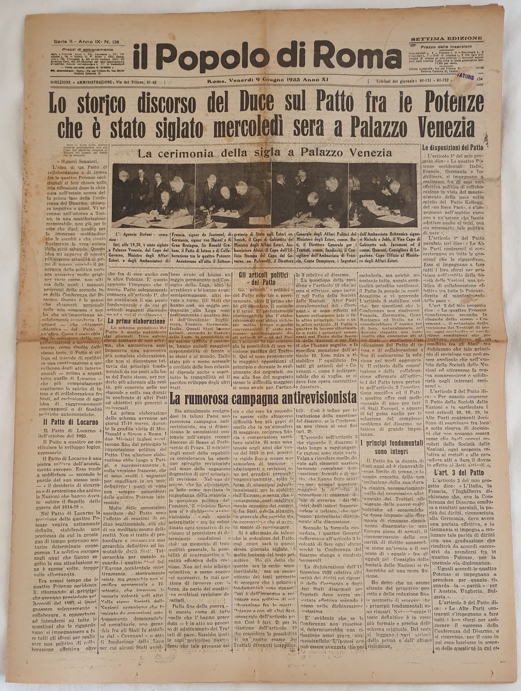 IL POPOLO DI ROMA ANNO IX - N. 136 ROMA, …