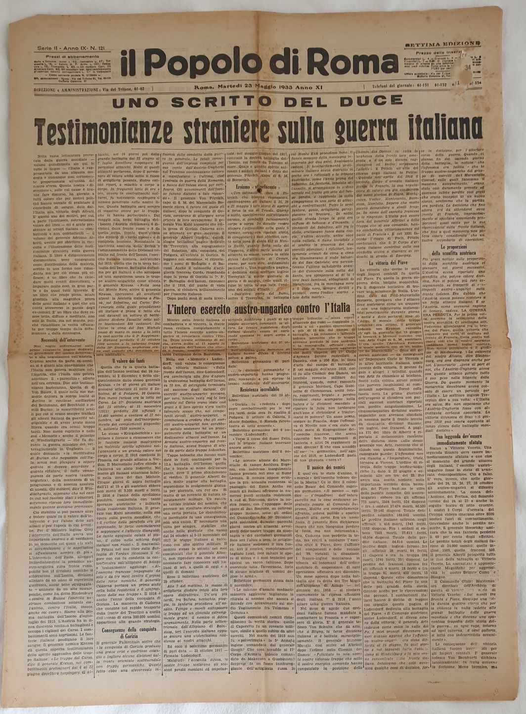 IL POPOLO DI ROMA ANNO VIII - N. 259 ROMA, …