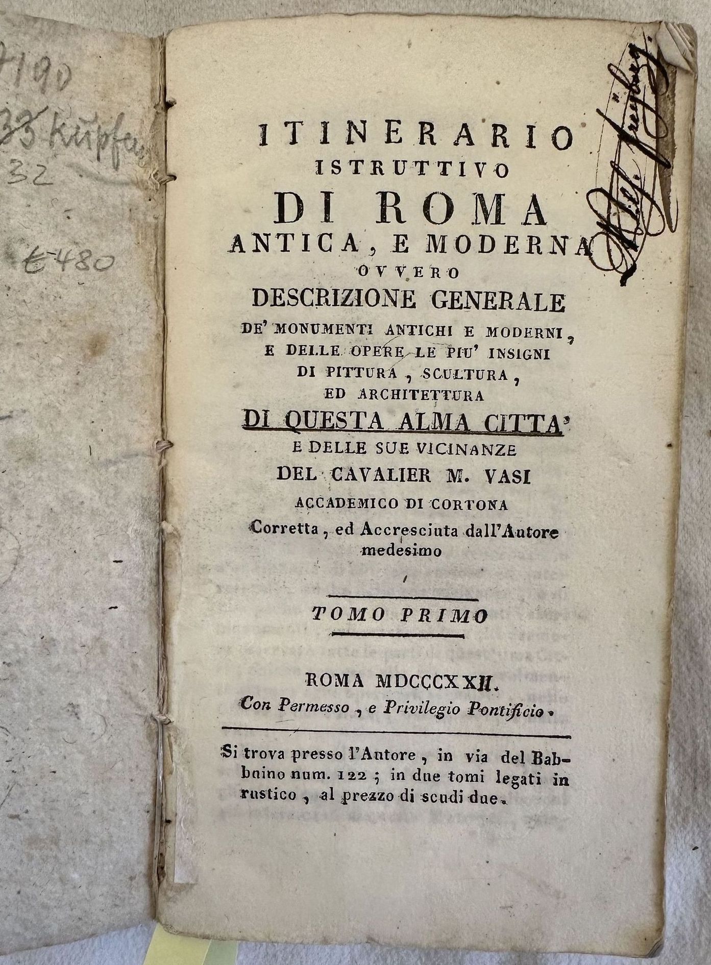 ITINERARIO ISTRUTTIVO DI ROMA ANTICA E MODERNA OVVERO DESCRIZIONE GENERALE …