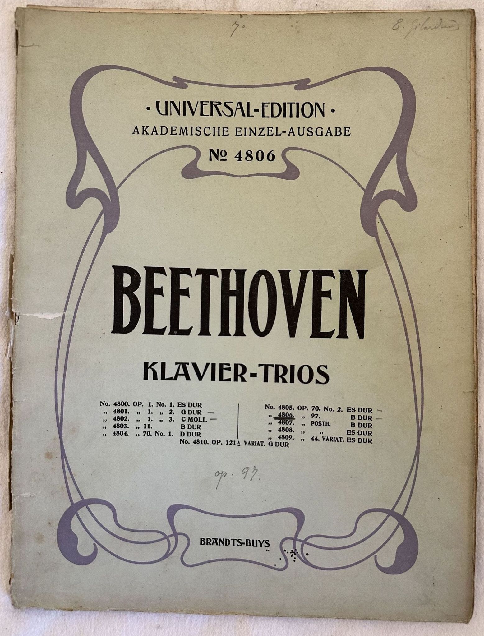 KLAVIER TRIOS OP. 97