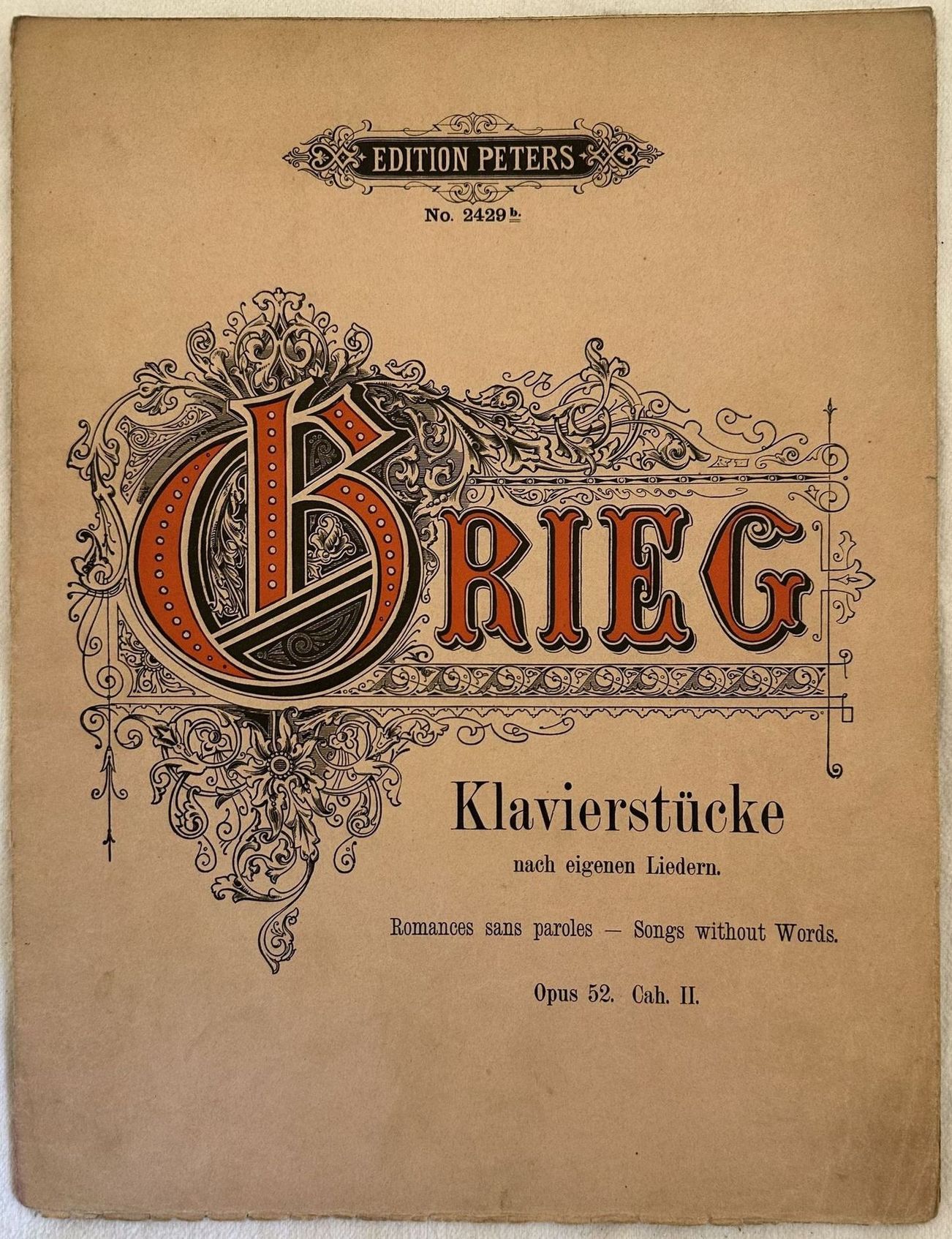 KLAVIERSTUCKE NACH EIGENEN LIEDERN OPUS 52
